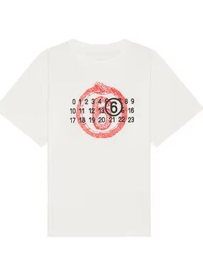 MM6 Maison Martin Margiela Off-White Tee with Red Target Graphic